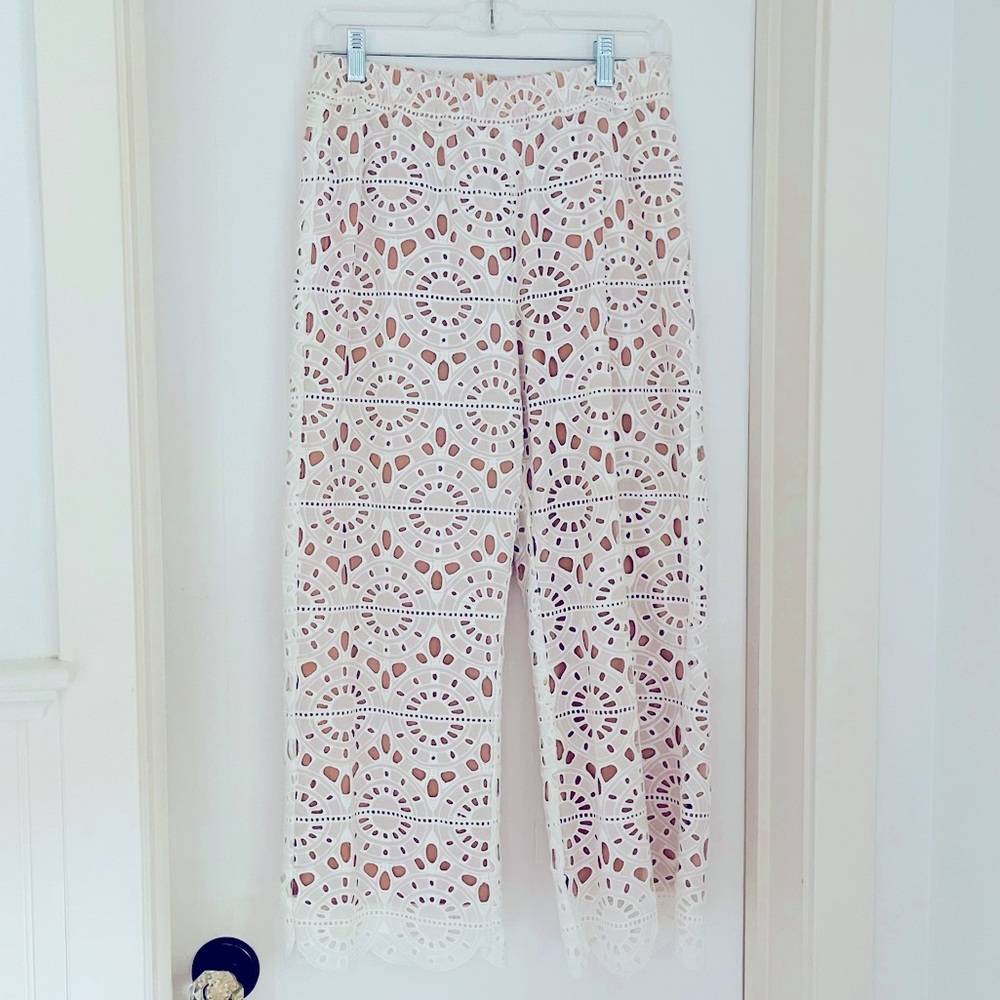 Anthropologie lace cropped pants.